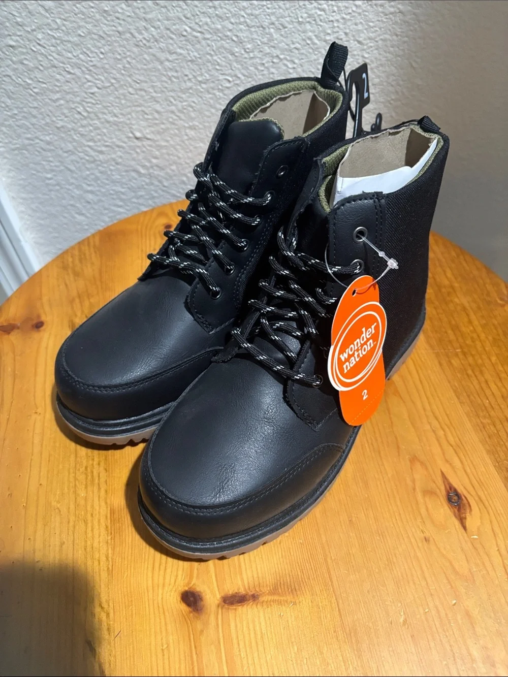 wonder nation Black Girls Lace-Up Utility Boots 2 NWT